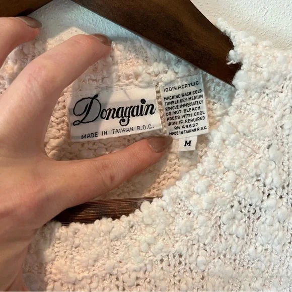 Vintage Donagain Short Sleeve Sweater Floral Appliqué Front Popcorn Texture - Picture 5 of 8